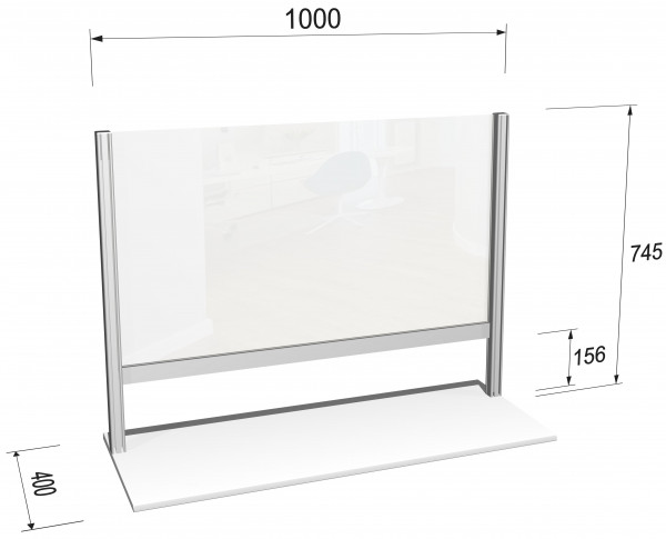 Hygieneschild horizontal L mit Durchreiche