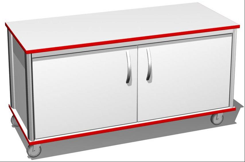 Systemunterbauschrank mit Höhenanpassung und Rollen 1400 x 600 x 800 mm