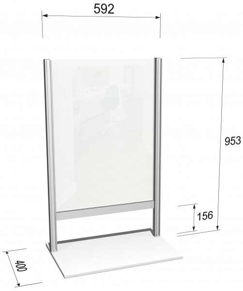 Hygieneschild vertikal mit Durchreiche